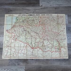Antique Vintage 1920s French Map A Taride Pyrenees Linen Backed Wall Art 34x27